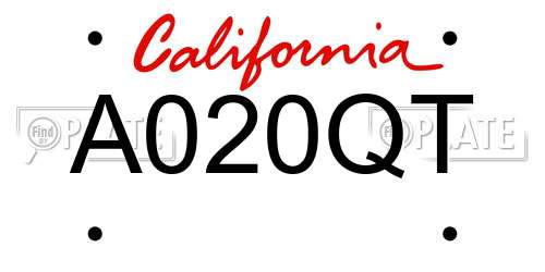 A020QT California License Plate