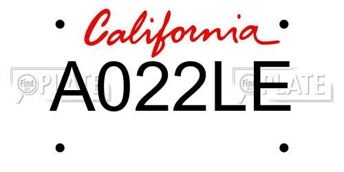 A022LE California License Plate