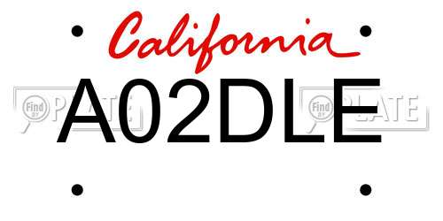 A02DLE California License Plate