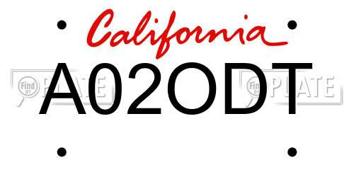 A02ODT California License Plate