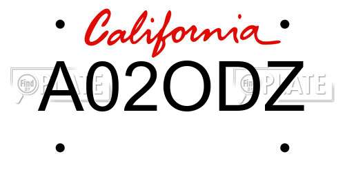A02ODZ California License Plate