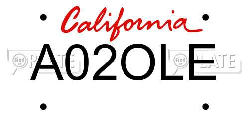 A02OLE California License Plate