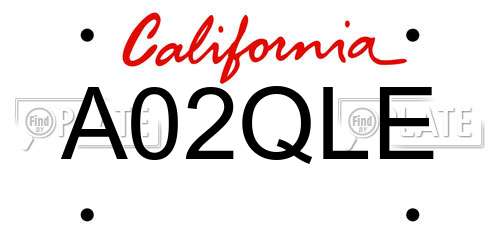 A02QLE California License Plate