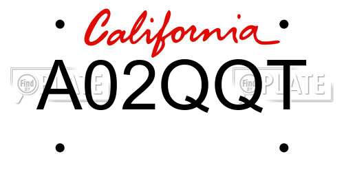 A02QQT California License Plate