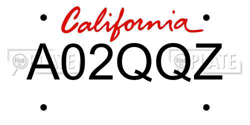 A02QQZ California License Plate