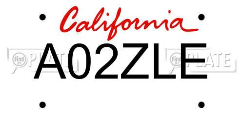 A02ZLE California License Plate