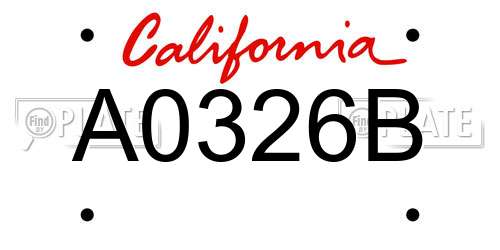 A0326B California License Plate