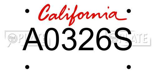A0326S California License Plate