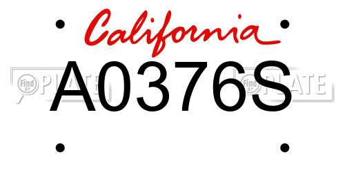 A0376S California License Plate