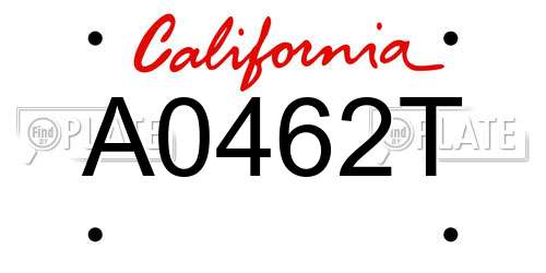 A0462T California License Plate