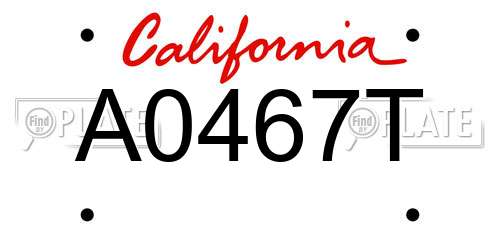 A0467T California License Plate