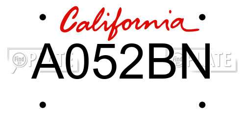 A052BN California License Plate