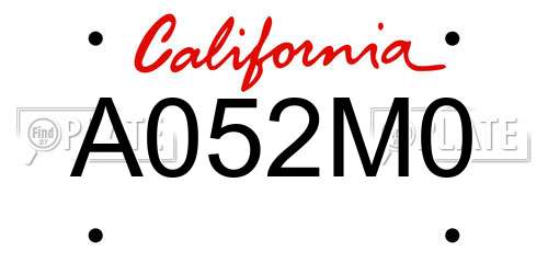 A052M0 California License Plate