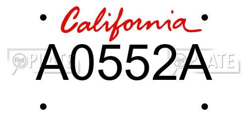 A0552A California License Plate