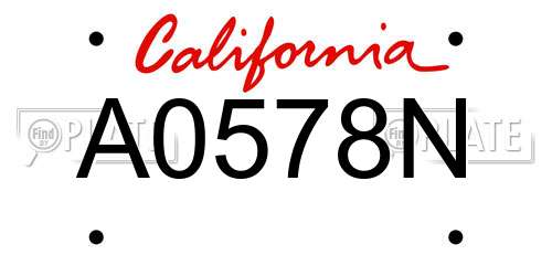A0578N California License Plate