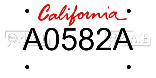 A0582A California License Plate