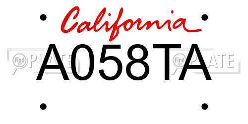 A058TA California License Plate
