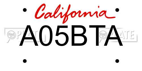 A05BTA California License Plate