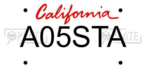 A05STA California License Plate