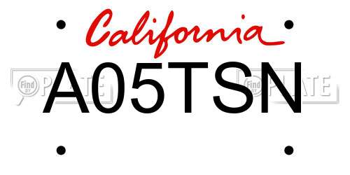 A05TSN California License Plate