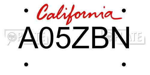 A05ZBN California License Plate