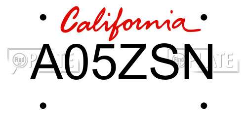 A05ZSN California License Plate