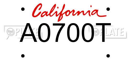 A0700T California License Plate