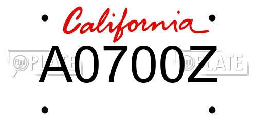 A0700Z California License Plate