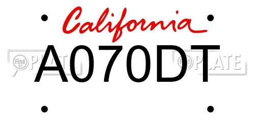 A070DT California License Plate