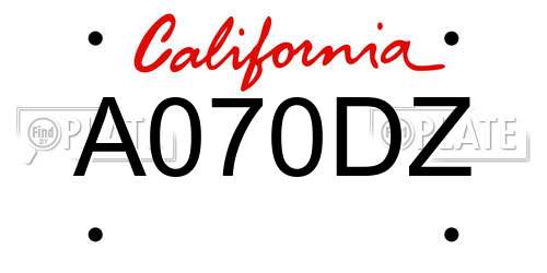 A070DZ California License Plate
