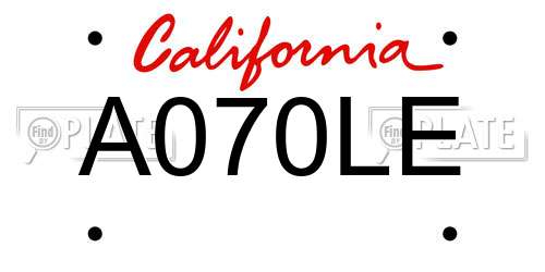 A070LE California License Plate