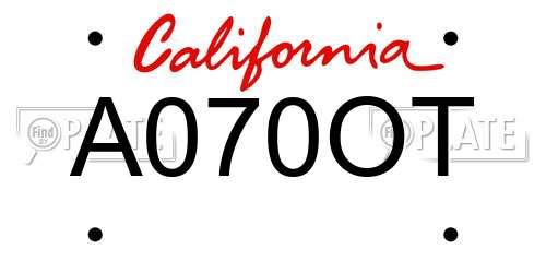 A070OT California License Plate