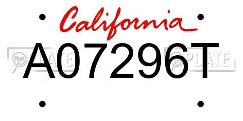 A07296T California License Plate