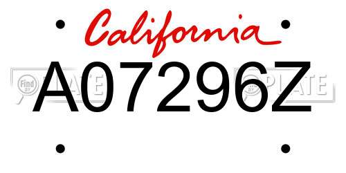 A07296Z California License Plate