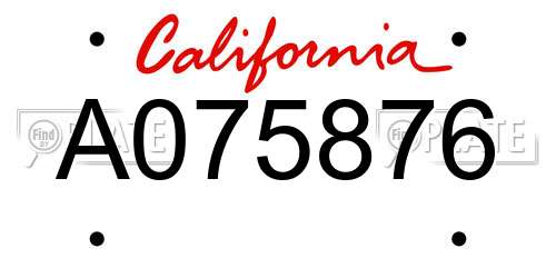 A075876 California License Plate