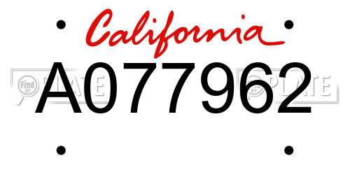 A077962 California License Plate