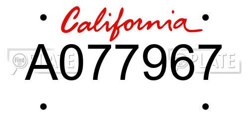 A077967 California License Plate
