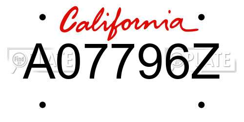 A07796Z California License Plate