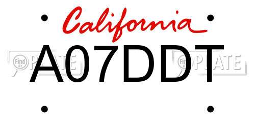 A07DDT California License Plate