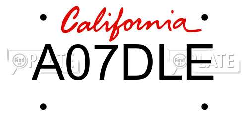 A07DLE California License Plate
