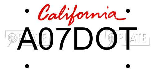 A07DOT California License Plate