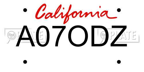 A07ODZ California License Plate