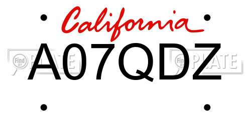 A07QDZ California License Plate