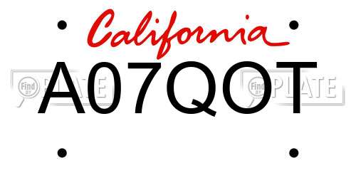 A07QOT California License Plate