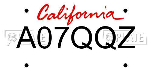 A07QQZ California License Plate