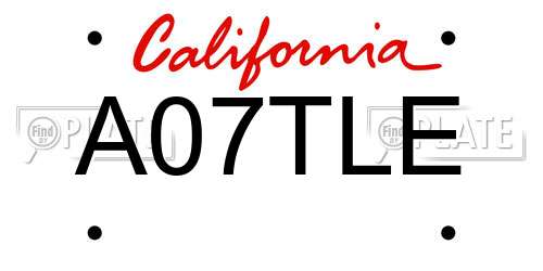 A07TLE California License Plate