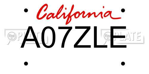 A07ZLE California License Plate
