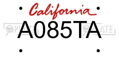 A085TA California License Plate