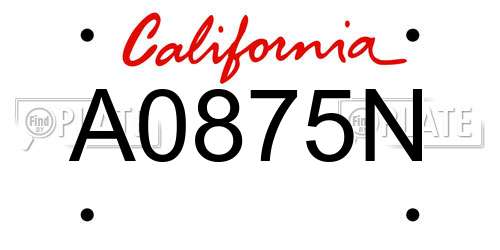 A0875N California License Plate