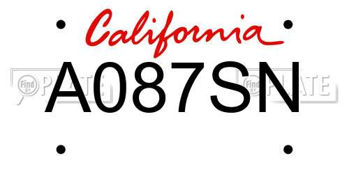 A087SN California License Plate